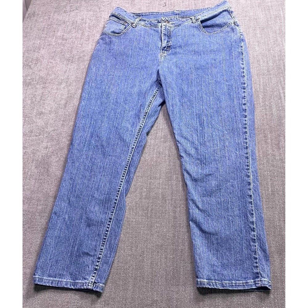 Riders By Lee Jeans Womens 18W Blue Denim Stretch Medium Wash Relaxed Straight